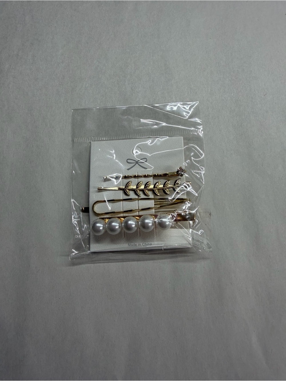 Gold Pearl Accent Hair Clip Set - Women Accessories
